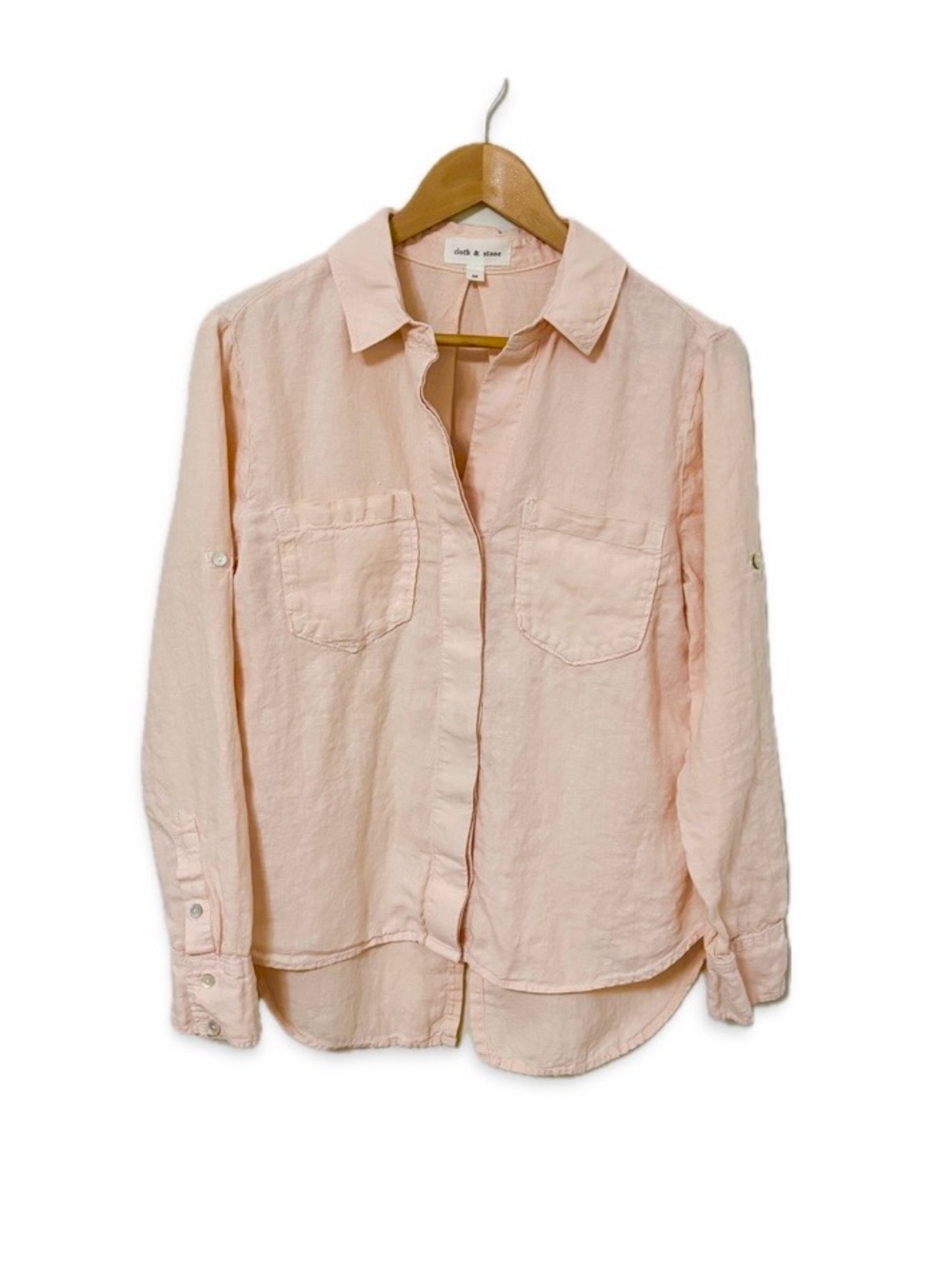 Cloth & Stone 100% Linen Anthropologie Shirt Pastel Peach Size M
